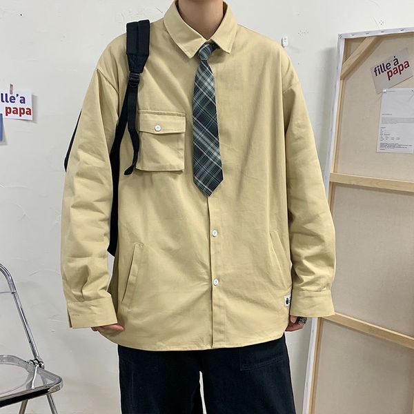 men's casual shirts 2021 solid color large pocket coats washed long sleeve hawaiian shirt camisa social masculina streetwear -5xl, White;black
men's casual shirts 2021 solid color large pocket coats washed long sleeve hawaiian shirt camisa social masculina streetwear -5xl, White;black