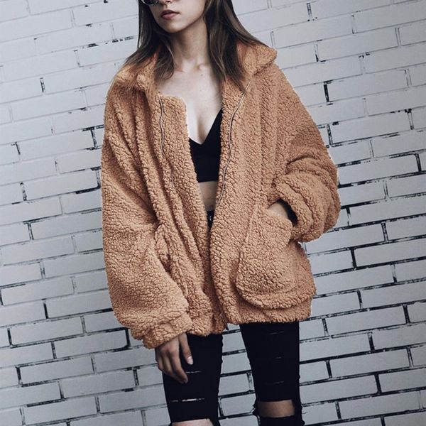 women's fur & faux 2021 autumn winter women elegant coat warm soft zipper jacket female plush overcoat pocket casual teddy outwear, Black
women's fur & faux 2021 autumn winter women elegant coat warm soft zipper jacket female plush overcoat pocket casual teddy outwear, Black