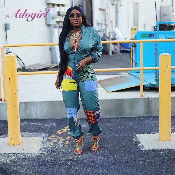 women colourful printing patchwork night club jumpsuit casual long sleeve o neck zipper up rompers outfit streetwear overalls t200808, Black
women colourful printing patchwork night club jumpsuit casual long sleeve o neck zipper up rompers outfit streetwear overalls t200808, Black