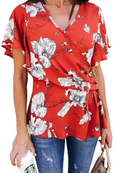 floral printed v neck short sleeve lose womens clothing 20ss women designer tshirt fashion casual, White
floral printed v neck short sleeve lose womens clothing 20ss women designer tshirt fashion casual, White