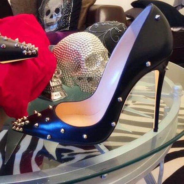 matte leather rivets stiletto heels pumps pointed toe 12cm 10cm 8cm spikes dress shoes shallow wedding heels party shoes, Black
matte leather rivets stiletto heels pumps pointed toe 12cm 10cm 8cm spikes dress shoes shallow wedding heels party shoes, Black