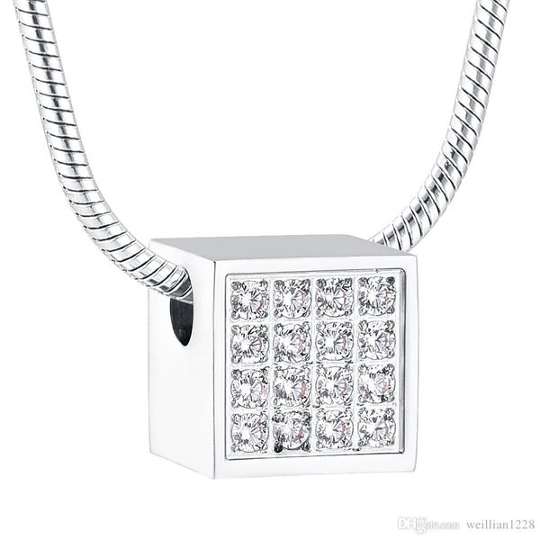 k001 personalized inlay zircon dice urn necklace for ashes pendant locket stainless steel keepsake memorial cremation jewelry, Silver
k001 personalized inlay zircon dice urn necklace for ashes pendant locket stainless steel keepsake memorial cremation jewelry, Silver