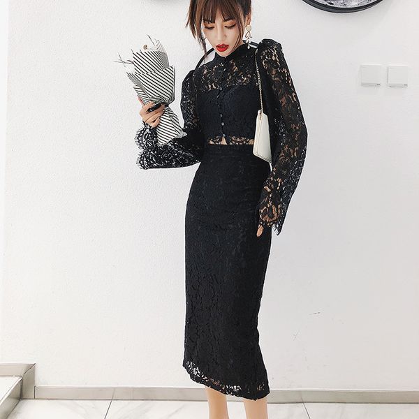 new arrival short lace blouse and wrap skirt modis autumn winter 2 piece set 2020 brand runway lace two piece set for ladies, Gray
new arrival short lace blouse and wrap skirt modis autumn winter 2 piece set 2020 brand runway lace two piece set for ladies, Gray