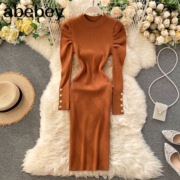 casual dresses women knitted elastic dress autumn winter o neck puff sleeve solid slim sheath korean fashion streetwear, Black;gray
casual dresses women knitted elastic dress autumn winter o neck puff sleeve solid slim sheath korean fashion streetwear, Black;gray