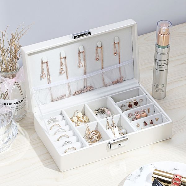 women portable jewelry makeup organizers travel cosmetic lipstick collection box necklaces earrings bracelet display accessories t200808, Black;white
women portable jewelry makeup organizers travel cosmetic lipstick collection box necklaces earrings bracelet display accessories t200808, Black;white
