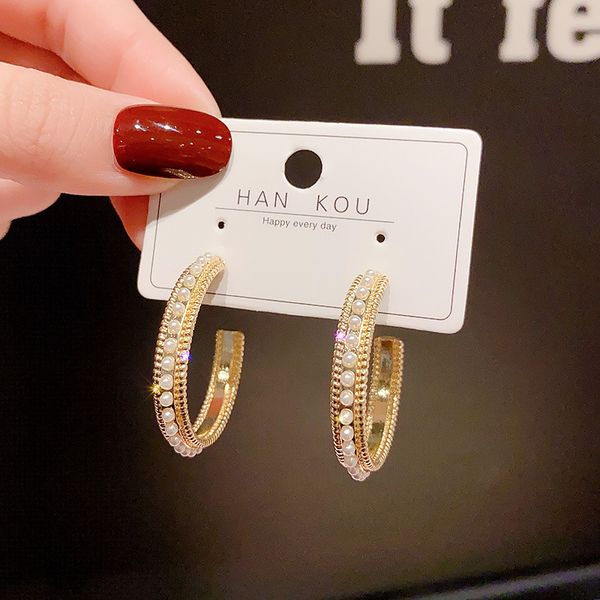 s925 geometric hoop earrings for women new trendy simple handmade simulated pearl earring jewelry pendientes gifts, Golden;silver
s925 geometric hoop earrings for women new trendy simple handmade simulated pearl earring jewelry pendientes gifts, Golden;silver
