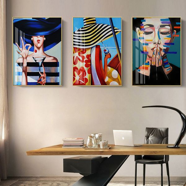 nordic fashion hat girl poster color portrait wall art picture posters and prints canvas painting living room decor
nordic fashion hat girl poster color portrait wall art picture posters and prints canvas painting living room decor