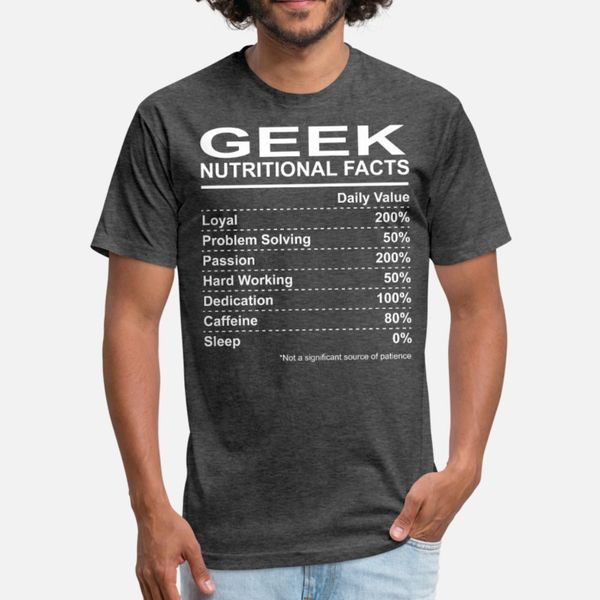 geek nutritional facts t shirt men printing 100% cotton crew neck homme loose new fashion summer style standard shirt 
geek nutritional facts t shirt men printing 100% cotton crew neck homme loose new fashion summer style standard shirt