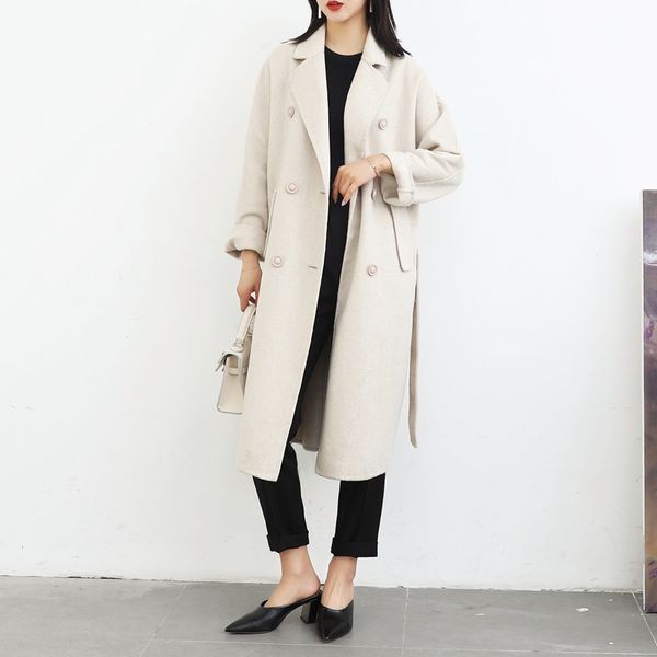 women 100% wool coats of spring 2020 new double-sided cashmere coat women's long albaca wool coat oversize belt slim outwear, Black
women 100% wool coats of spring 2020 new double-sided cashmere coat women's long albaca wool coat oversize belt slim outwear, Black