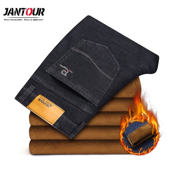 winter men's warm jeans classic style thicken denim elastic straight fit black jean pants male brand casual business trousers, Blue
winter men's warm jeans classic style thicken denim elastic straight fit black jean pants male brand casual business trousers, Blue