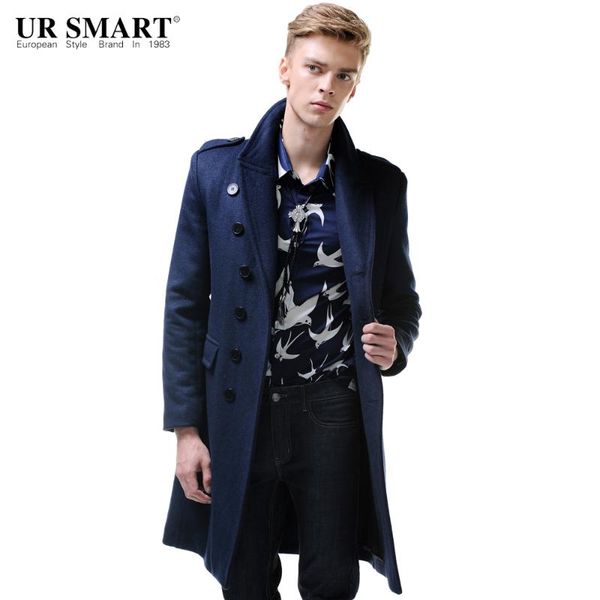 ursmart authentic men's business casual double-breasted wool coat jacket male coat, Black 
ursmart authentic men's business casual double-breasted wool coat jacket male coat, Black