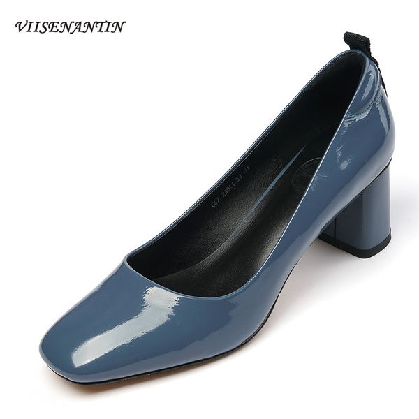 blue thick heel shoes women new patent leather square toe shallow mouth all-match high heels ladies fashion handmade shoes, Black
blue thick heel shoes women new patent leather square toe shallow mouth all-match high heels ladies fashion handmade shoes, Black