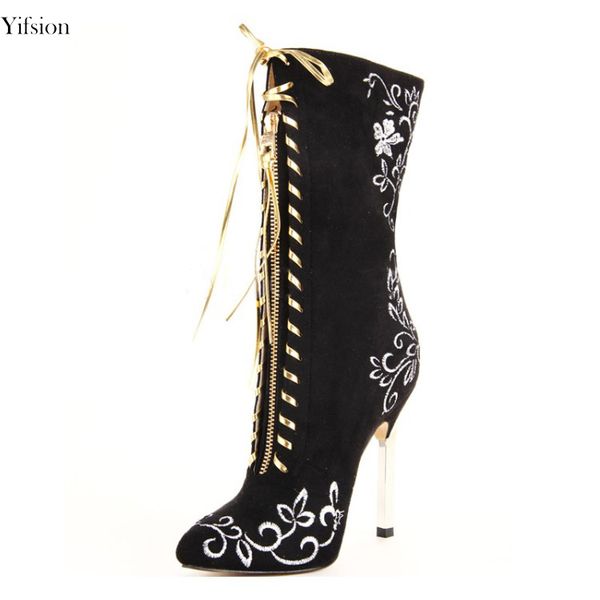 fashion new women knee high boots embroider thin high heels boots pointed toe black red wedding shoes women us size 4-10.5
fashion new women knee high boots embroider thin high heels boots pointed toe black red wedding shoes women us size 4-10.5