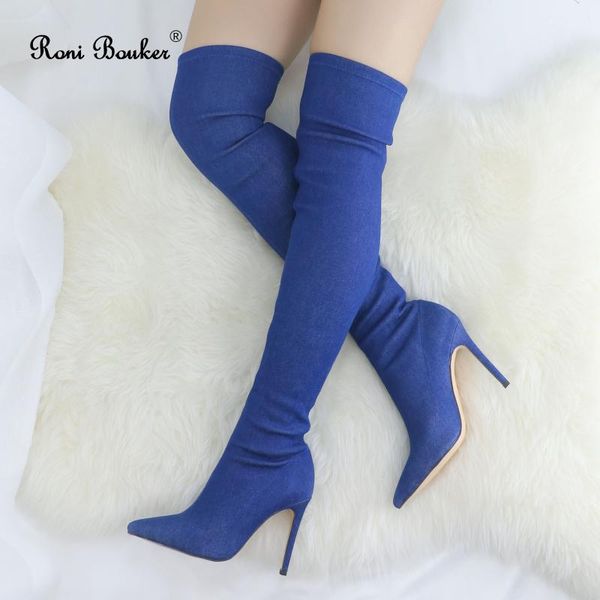 roni bouker autumn winter women over the knee boots blue denim stretch slim thigh high shoes woman thin heels pointed footwear, Black
roni bouker autumn winter women over the knee boots blue denim stretch slim thigh high shoes woman thin heels pointed footwear, Black