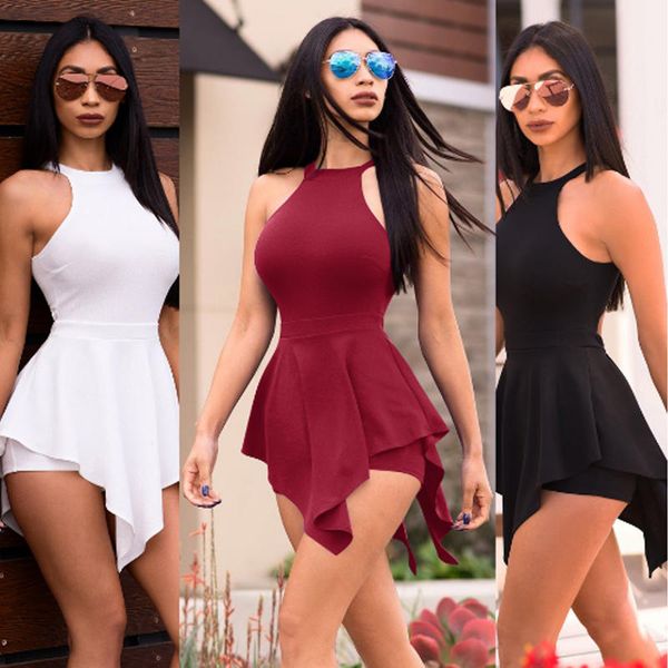 women tights halter short jumpsuit solid color sleeveless piece pants dress beach rompers bodycon playsuit, Black;white
women tights halter short jumpsuit solid color sleeveless piece pants dress beach rompers bodycon playsuit, Black;white