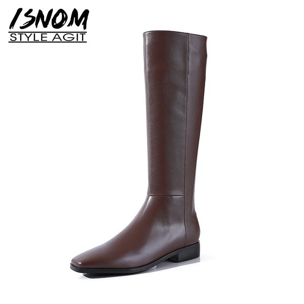 isnom 2020 new arrival knee high boots simple knight autumn winter boot flat square toe shoes woman side zipper genuine leather, Black
isnom 2020 new arrival knee high boots simple knight autumn winter boot flat square toe shoes woman side zipper genuine leather, Black