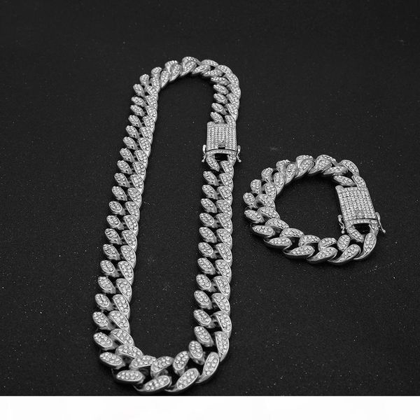 hip hop 20mm full necklace bracelet combination men's big gold chain domineering exaggerated miami cuban chain, Silver
hip hop 20mm full necklace bracelet combination men's big gold chain domineering exaggerated miami cuban chain, Silver