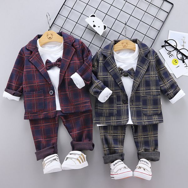 children's gentleman clothing suit three-piece autumn boy bow costume suit baby plaid jacket men's wedding formal wear, White
children's gentleman clothing suit three-piece autumn boy bow costume suit baby plaid jacket men's wedding formal wear, White