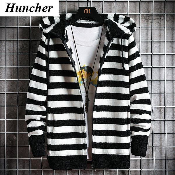 huncher mens hooded cardigan sweater men coats 2020 autumn korean slim striped knitted cardigans male cold blouse sweaters, White;black
huncher mens hooded cardigan sweater men coats 2020 autumn korean slim striped knitted cardigans male cold blouse sweaters, White;black