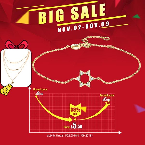 belawang fashion gold color crystal six star charm bracelet adjustable chain 925 sterling silver bracelet for women jewelry gift, Black
belawang fashion gold color crystal six star charm bracelet adjustable chain 925 sterling silver bracelet for women jewelry gift, Black