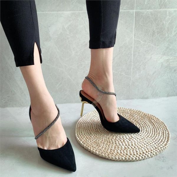 summer nude women's shoes pointy suede rhinestone sandals metal stiletto red black seductive heels 
summer nude women's shoes pointy suede rhinestone sandals metal stiletto red black seductive heels