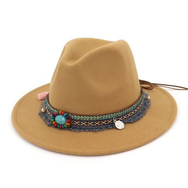 x3009 selling woolen hat women's minority national style retro flat brim big brim fedora hat adjustable size, Blue;gray
x3009 selling woolen hat women's minority national style retro flat brim big brim fedora hat adjustable size, Blue;gray