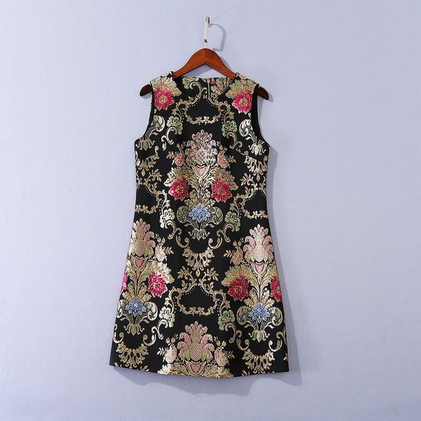 805 2020 autumn a line sleeveless crew neck dress prom fashion flora print panelled beads brand same style sh, Black
805 2020 autumn a line sleeveless crew neck dress prom fashion flora print panelled beads brand same style sh, Black