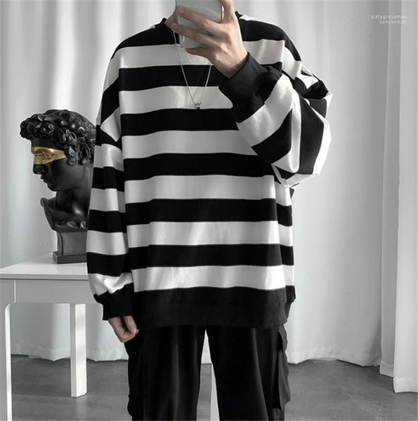 designer stripe sweaters long sleeve fashion loose male clothing casual apparel mens round neck wild spring, White;black
designer stripe sweaters long sleeve fashion loose male clothing casual apparel mens round neck wild spring, White;black