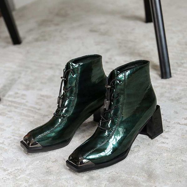 genuine leather boots women metal square toe lace up shoes woman new party office lady chunky high heels ankle boots, Black
genuine leather boots women metal square toe lace up shoes woman new party office lady chunky high heels ankle boots, Black