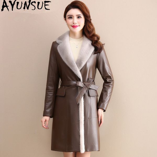 women's leather & faux ayunsue genuine jacket winter women collar down jackets for real sheepskin coat chaqueta mujer my, Black
women's leather & faux ayunsue genuine jacket winter women collar down jackets for real sheepskin coat chaqueta mujer my, Black