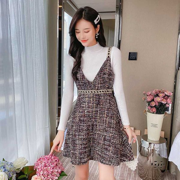 women's tracksuits solid white base sweater+tweed dress plaid 2021 autumn ladies slim retro two piece suit, Gray
women's tracksuits solid white base sweater+tweed dress plaid 2021 autumn ladies slim retro two piece suit, Gray