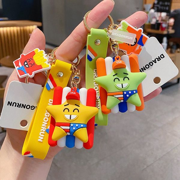 1pcs cartoon smile pentagram french fries key chain 3d double side key ring cute pvc anime keychain holder trinket gift, Silver
1pcs cartoon smile pentagram french fries key chain 3d double side key ring cute pvc anime keychain holder trinket gift, Silver