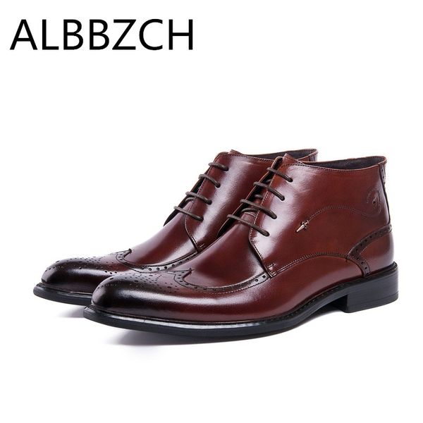 boots business dress men pointed toes lace mens genuine leather ankle fashion rivets carving brogue work shoes, Black
boots business dress men pointed toes lace mens genuine leather ankle fashion rivets carving brogue work shoes, Black