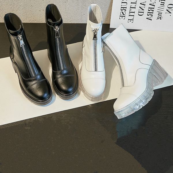 black leather short boots women's new fashion round head thick heel high boots british style front zipper design women's shoes
black leather short boots women's new fashion round head thick heel high boots british style front zipper design women's shoes
