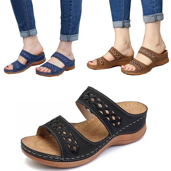 2020 summer women sandals retro casual platform slippers wedges beach slippers thick bottom solid color wedge open toe sandals, Black
2020 summer women sandals retro casual platform slippers wedges beach slippers thick bottom solid color wedge open toe sandals, Black