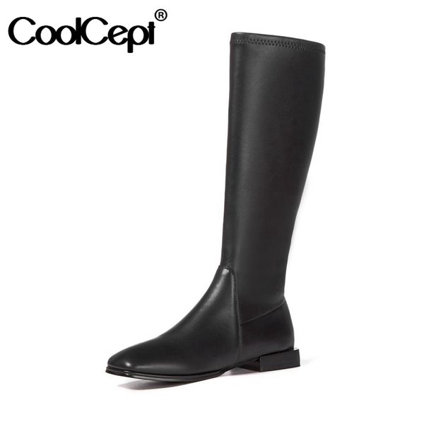 coolcept new women knee high boots real leather square heel women long boots fashion cool daily shoes size 34-39, Black
coolcept new women knee high boots real leather square heel women long boots fashion cool daily shoes size 34-39, Black