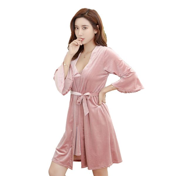 women's sleepwear autumn and winter style velvety pajama lady two sets of korean velvet long sleeved gown with halter, Black;red
women's sleepwear autumn and winter style velvety pajama lady two sets of korean velvet long sleeved gown with halter, Black;red