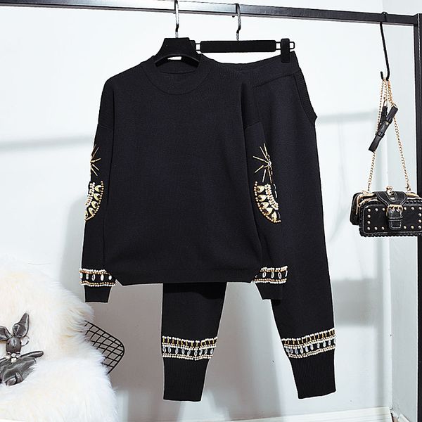 2020 autumn winter sweater women set new national wind beading long sleeve knitted sweater + casual pants two piece set women, Gray
2020 autumn winter sweater women set new national wind beading long sleeve knitted sweater + casual pants two piece set women, Gray