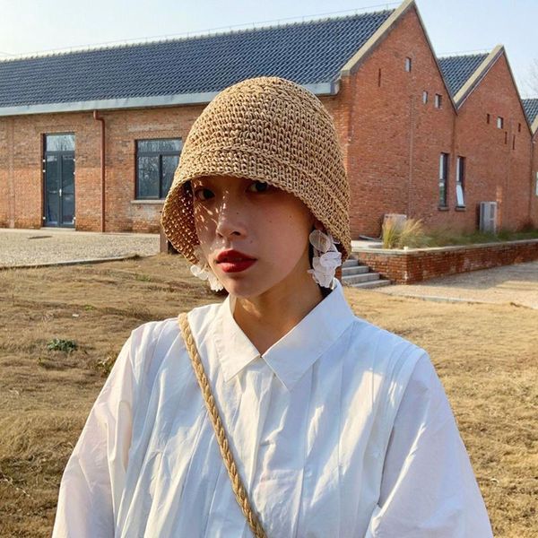 hat female japanese bell-shaped basin hat summer bucket all-match straw fisherman, Blue;gray
hat female japanese bell-shaped basin hat summer bucket all-match straw fisherman, Blue;gray