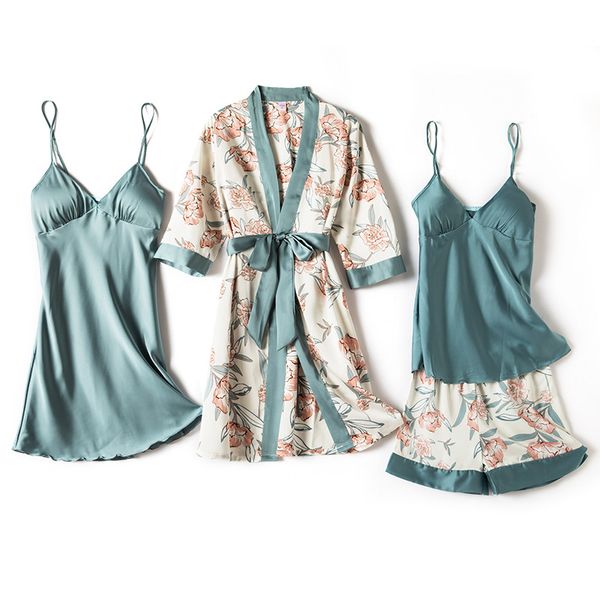women's sleepwear nightwear sets female 4 pieces pajamas silk pyjama lady homewear soft sweet sleep suits, Black;red
women's sleepwear nightwear sets female 4 pieces pajamas silk pyjama lady homewear soft sweet sleep suits, Black;red