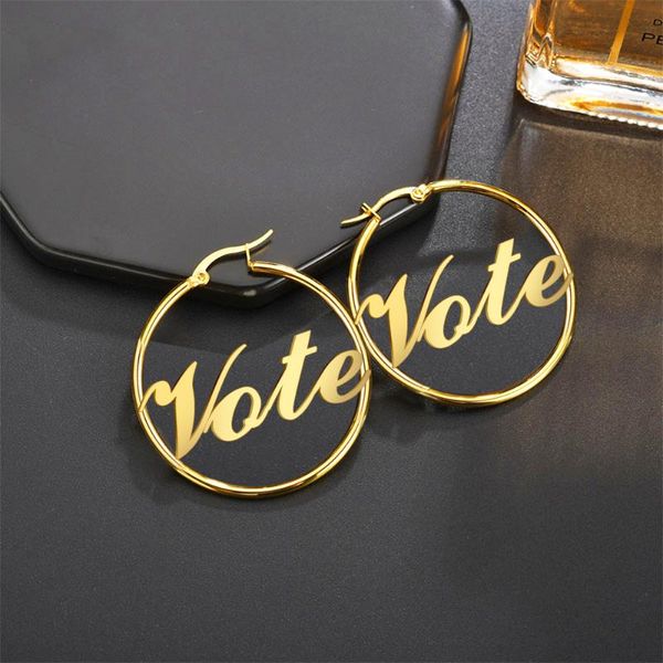 hoop & huggie unift vote earrings former first lady of the us michelle obama same letter ear rings for women 2021 most jewelry, Golden;silver
hoop & huggie unift vote earrings former first lady of the us michelle obama same letter ear rings for women 2021 most jewelry, Golden;silver