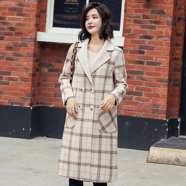 women's wool & blends double-breasted woolen coat female fashion temperament slim slimming long section 2021 autumn and winter tartan j, Black
women's wool & blends double-breasted woolen coat female fashion temperament slim slimming long section 2021 autumn and winter tartan j, Black