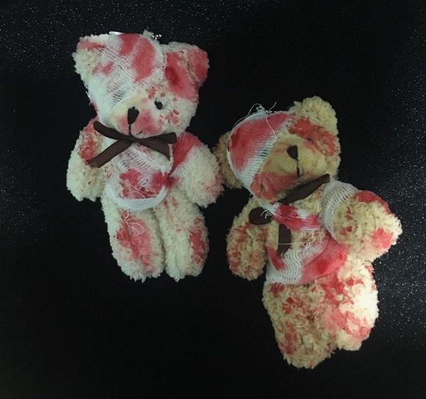 new creative toy disabled bear keychains bloody injured bear doll tong qu cute key chain soft cute bag pendant key ring05, Silver
new creative toy disabled bear keychains bloody injured bear doll tong qu cute key chain soft cute bag pendant key ring05, Silver