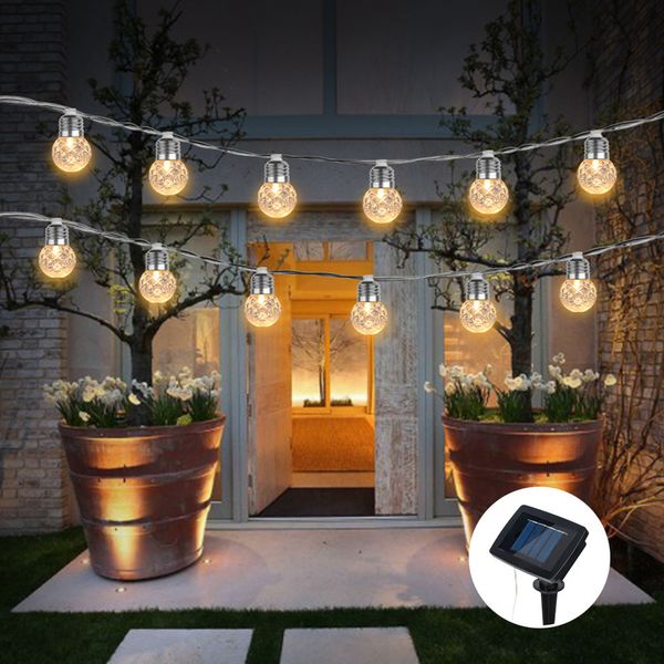 3.8m 10led solar crystal ball globe waterproof solar light string garden christmas decoration outdoor solar garland