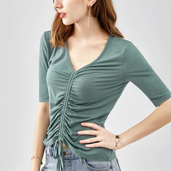size s-3xl everyday clothing girls sheath deep v-neck slim full sleeve t shirts ladies solid tees shirts for women, White
size s-3xl everyday clothing girls sheath deep v-neck slim full sleeve t shirts ladies solid tees shirts for women, White