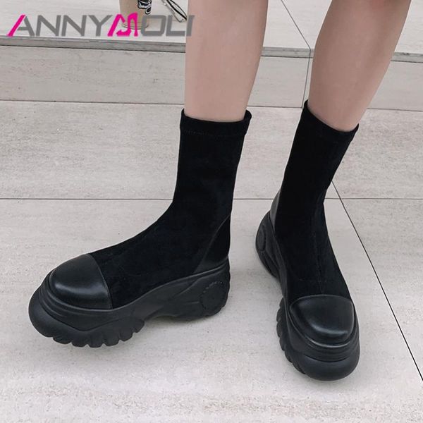 annymoli mid calf boots women shoes round toe flats platform boots ladies slip-on stretch female autumn winter black 34-39
annymoli mid calf boots women shoes round toe flats platform boots ladies slip-on stretch female autumn winter black 34-39