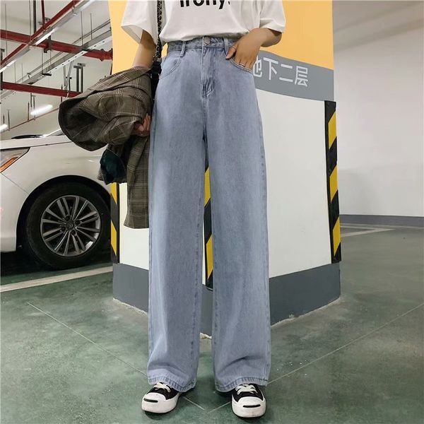 women's jeans women high waist wide leg denim pants 2021 autumn vintage casual loose full length plus size, Blue
women's jeans women high waist wide leg denim pants 2021 autumn vintage casual loose full length plus size, Blue