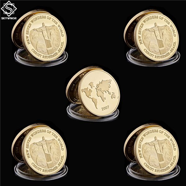 5pcs gold plated coin brazil christ the redeemer new seven wonders of the world coins
5pcs gold plated coin brazil christ the redeemer new seven wonders of the world coins