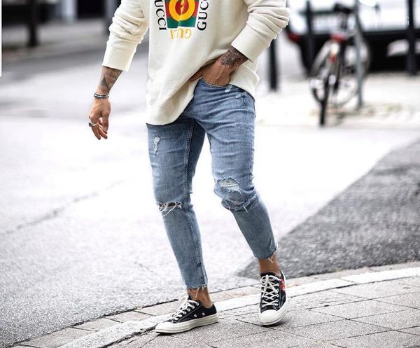 pants skinny washed summer casual mid waist jeans mens clothing mens designer hole burrs zipper pencil, Blue
pants skinny washed summer casual mid waist jeans mens clothing mens designer hole burrs zipper pencil, Blue