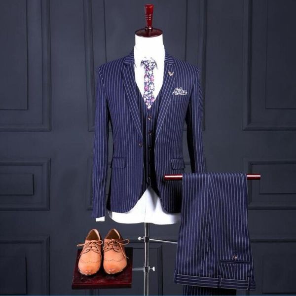 men's suits & blazers 2021 autumn suit three pieces set for men korean groom wedding slim fashion business professional casual striped, White;black
men's suits & blazers 2021 autumn suit three pieces set for men korean groom wedding slim fashion business professional casual striped, White;black